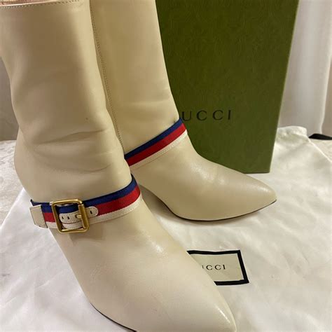 gucci sylvie ankle boots|gucci print thigh high boots.